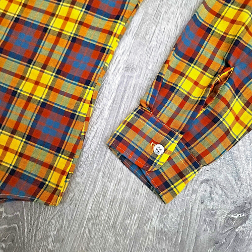 Vintage 60s 70s Brent Montgomery Ward Plaid Poplin Shirt Retro Preppy Mod S / XS - Picture 5 of 10