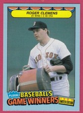 1987 Fleer Baseball Limited Edition Game Winners # 10 Roger Clemens