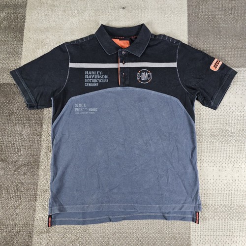 Harley Davidson Mechanic Biker Polo Shirt Embroidered Mens Size L Black
