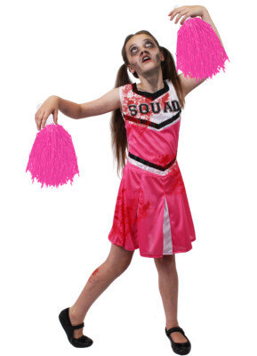 Zombie Cheerleader Kostüm Für Mädchen – Grusel-Outfit Inkl. Pompoms & Kopfschmuck