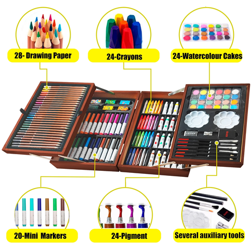 ART DRAWING SET 139 Piece Graphite & Colored Pencils/Watercolor/Sketch Pads Wood - Picture 2 of 13