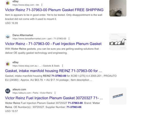 Upper Intake Manifold Gasket (Right) REINZ for VOLVO S80 XC90 - Picture 5 of 6