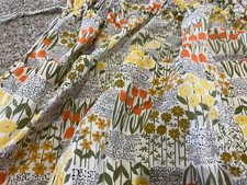 Vintage 1960s Kitchen Garden Apron Half Skirt MCM Floral Daisy Tulip