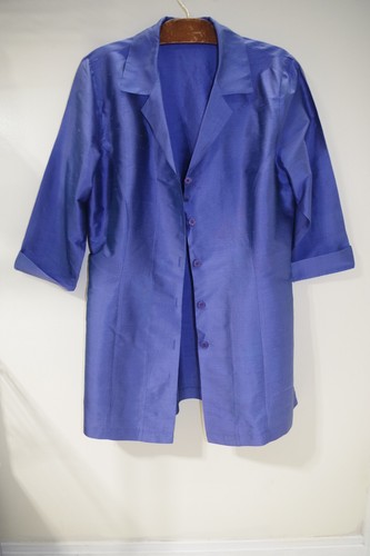 N - NEW Karen Kane Lifestyle L Blueberry Silk Shantung Mini Tunic Coat Dress - Picture 4 of 9