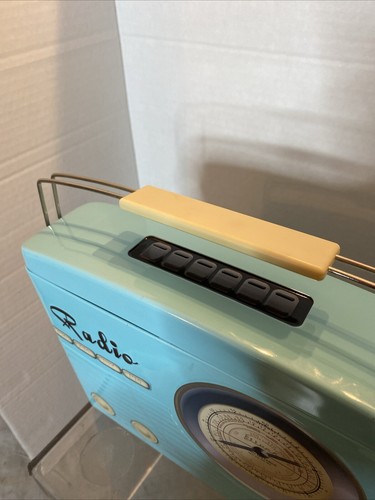 Blaue Retro Radio Sammler Blechdose mit Deckel und Griff. - Bild 5 von 6