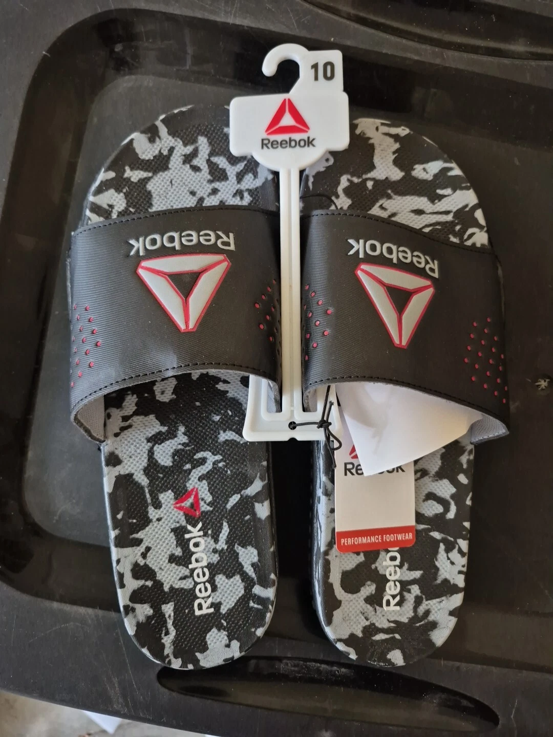 Sandali Reebok Pervade leggeri slide scarpe donna taglia 11 nero rosa ~ NUOVI