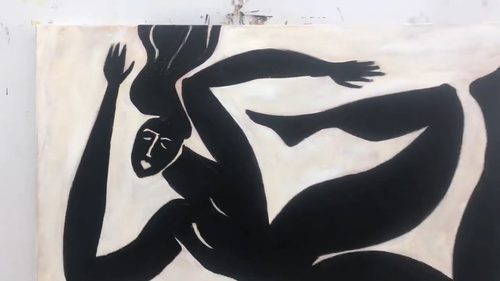 Original Abstract Figurative Black And White Greek Athletes Paintings On Canvas - Video 1 of 1