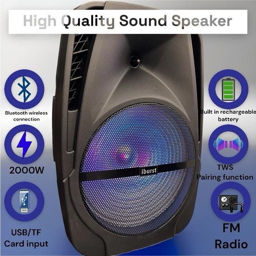12" in 4600W Jumbo Tragbarer Bluetooth Lautsprecher Sound Party PA Fernbedienung FM USB LED