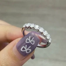 1.0CT Round Cut Lab Grown/CVD Diamond Half Eternity Gift Band Ring 14k Whit Gold