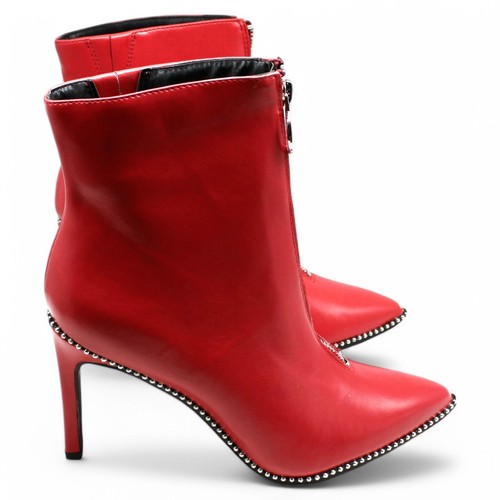 BAR III Womens Red Studded Ball Chain Front Zip Closure Booties (Size 8) - Picture 2 of 8