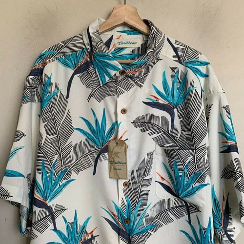 Roundtree Yorke Caribbean Shirt White Multi Leaf Kurzarm Knopf (4 Gr. S) NEU - Bild 3 von 11