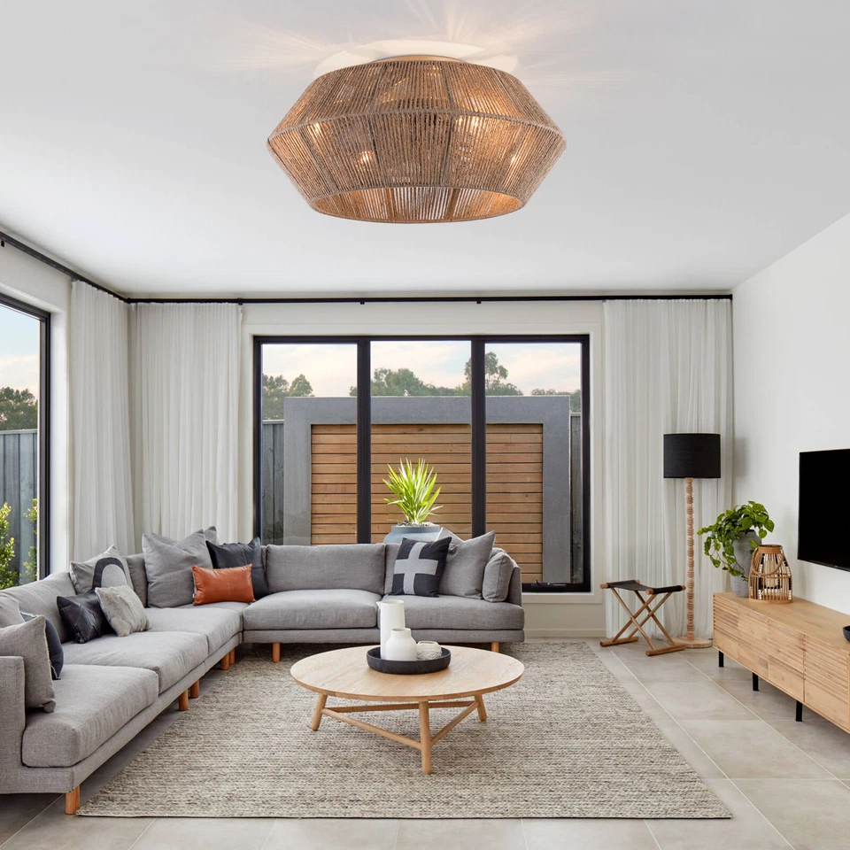 Boho Ceiling Fan Rattan Caged Flush Mount Fan Light +Remote Control Ceiling Fan - Image 3 of 4