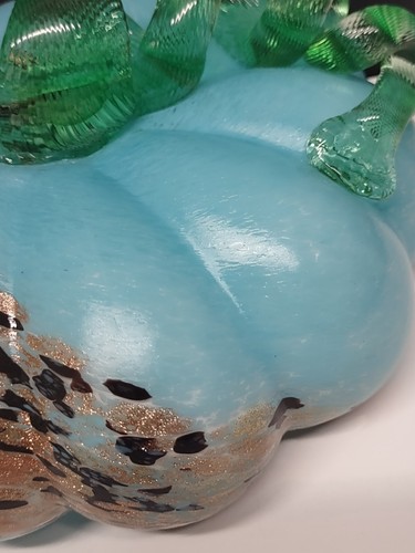 Kunst Glas Kürbis blau mit Aventurin - Bild 12 von 20