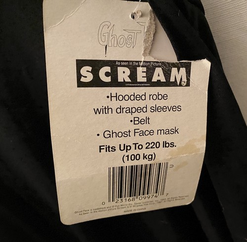 Scream Ghost Face Mask With Robe Costume Sealed W/Tags! Easter Unlimited Inc. 97 - Picture 5 of 6