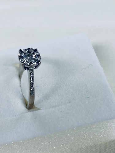 EPL Diamond Ring- 14kt White Gold Cluster Ring- Size 7.5 - Picture 5 of 12