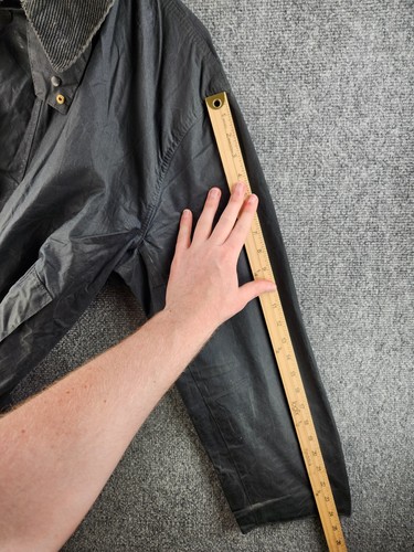 Barbour Border Waxed Cotton Canvas Jacket A205 Zip Chore Barn Cargo Lined 44 - Picture 21 of 24