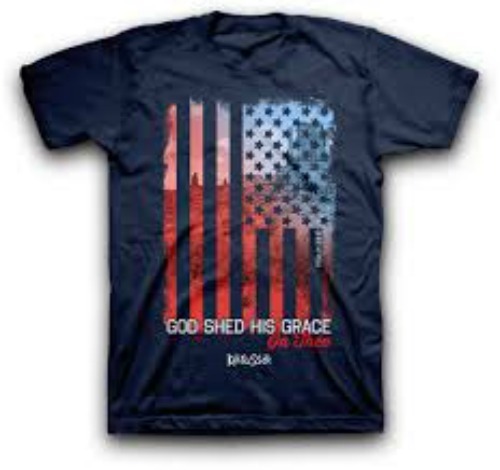 Camiseta cristiana Back To ScHool bandera patriótica de EE. UU. AZUL MARINO JOVEN GRANDE NUEVA - Imagen 1 de 5