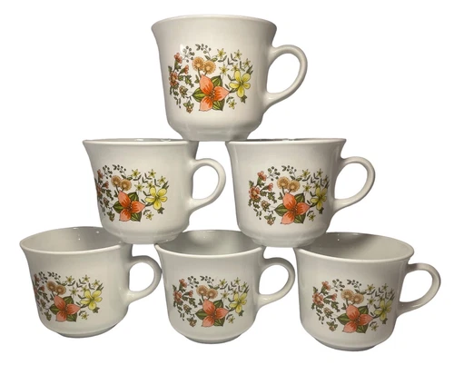 Corelle by Corning Indian Summer Wildflower Floral Coffee Mugs Tea Cups Set of 6