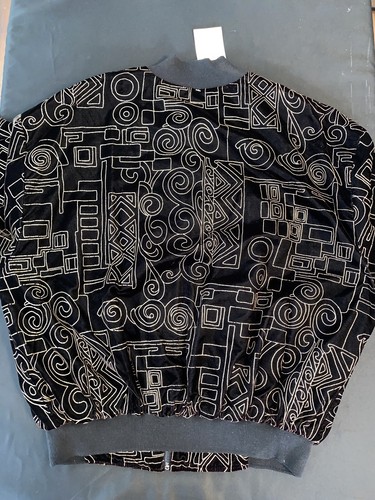 ATTITUDES VINTAGE 1980’s Velvet Bomber Jacket Sparkle Men's Size Large NWT Black - Picture 7 of 12