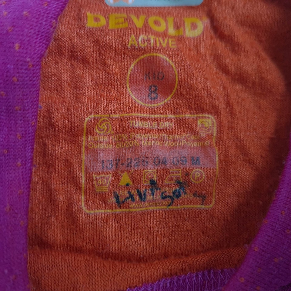 Devold Kids Merino Wool Base Layer Top Size 8Y Youth Thermal Pullover
