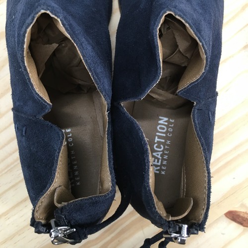 Reaction Kenneth Cole Boots Womens 8 Side Way Ankle Booties Blue Leather Zip - Picture 6 of 15