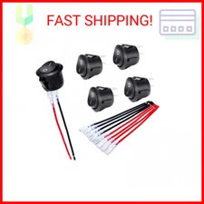 DaierTek ON Off Round Rocker Switches SPST 20mm Mini 12 Volt DC Mini Circle Togg