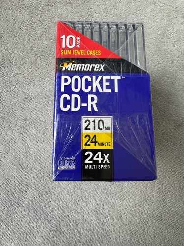 Memorex Confezione da 10 Custodia Slim Jewel Pocket CD-R (210 MB/24 min./ 24 x Multi Velocità) NUOVO - Foto 4 di 8