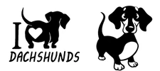 Cute Dachshund Two Pack Black Vinyl Decals Car Truck Windows Laptop Notebook