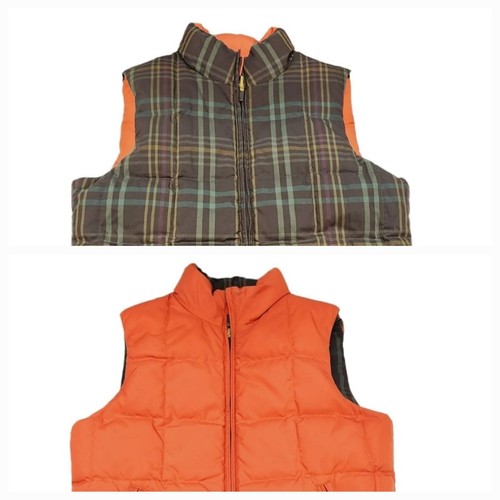 Ralph Lauren Womens Puffer Vest Jacket Size Small Orange Brown Check Reversible - Picture 11 of 12