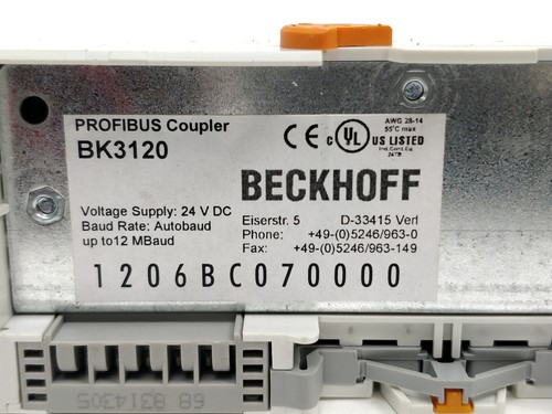Beckhoff BK3120 PROFIBUS Economy Plus Bus Coupler 24 VDC - Picture 3 of 3
