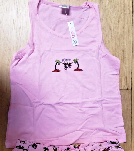 Ladies 2 piece Pajamas Pink Monkey Shorts and Top Set XL New Tags Free Ship - Picture 3 of 5