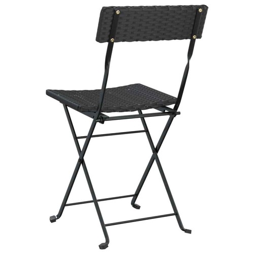 vidaXL Folding Bistro Chairs 2 pcs Black Poly Rattan and Steel - Picture 6 of 9