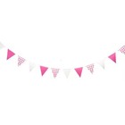 Pink Gingham Paper Flag Bunting 3.5m Banner Plaid Party Hanging Decorations
