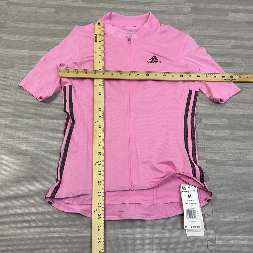 Adidas Cycling Jersey Full-Zip Women Size Medium Short Sleeve HM6423 Pink $110 - Image 3 of 4