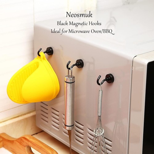 Black Magnetic Hooks, 30Lb+ Heavy Duty Earth Magnets with Hook for Refrigerator, - 第 5/11 張圖片