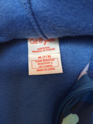 Cat & Jack Girls Pajamas One Piece Blue Spotted Cat Hooded Fleece Sz M(7-8) New - Picture 5 of 8