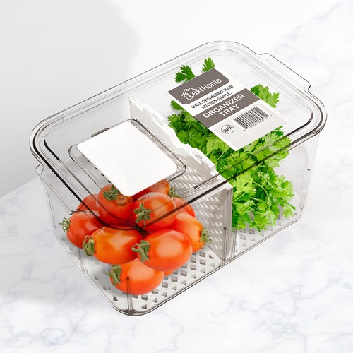 Acrylic Vegetable Fruit Storage Container Stackable Fridge Food Organizer Box - Picture 11 of 18