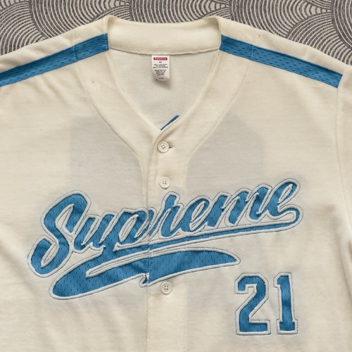 Camiseta de béisbol Supreme Velour #21 mezcla de algodón blanca para hombre mediana en muy buen estado - Imagen 2 de 12