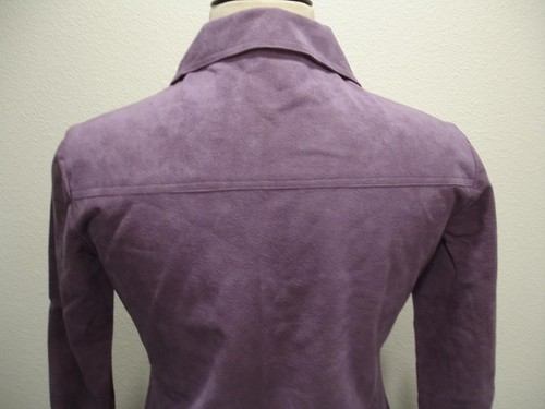 Women's S Vtg 1970's Halston Montaldo's Ultrasuede Shirtdress Shirt Dress Purple - Picture 8 of 15