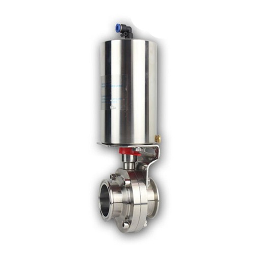 SS316L Clamp OD91mm Single Acting 3" Pneumatic Actuator Sanitary Butterfly Valve - Picture 2 of 5