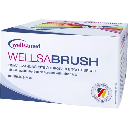 wellsamed Einmalzahnbürsten mit Zahnpasta, orange-transparent, 100 Stück - Bild 3 von 3