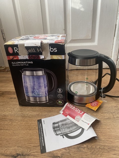 3000 W 1.7 l Russell Hobbs 21600-10 Glass Kettle Bleu Illumination ** Nouveau ** 3000 W 1.7 l Russell Hobbs 21600-10 Glass Kettle Bleu Illumination ** Nouveau **
