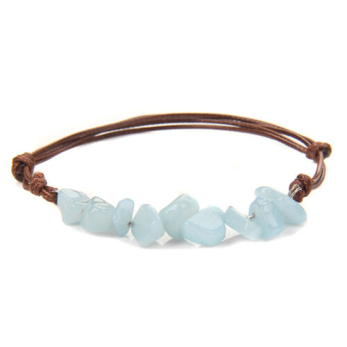 Raw Gemstone Bracelet Adjustable Women Men Leather Rope Woven Friendship Bangle - Picture 26 of 30