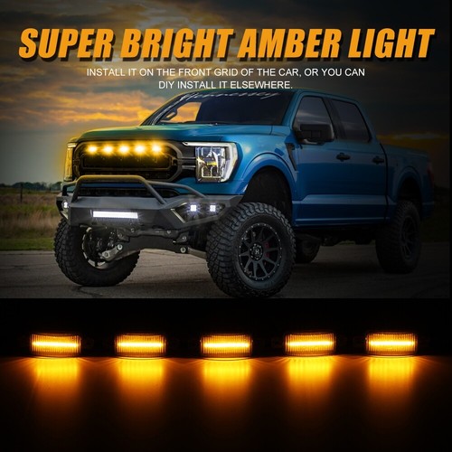 Luces marcadoras de funcionamiento ámbar para rejilla delantera LED 5X para Chevy Silverado 1500 - Imagen 2 de 12