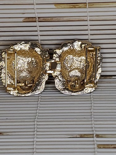 Vintage LION Door Knocker Golden Belt Buckle Set Signed MIMI D IN 1974 - Picture 2 of 6
