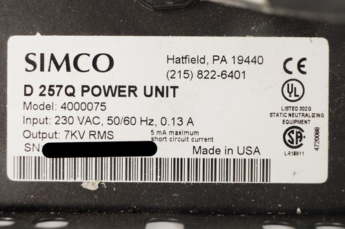 Simco D 257Q Power Unit 4000075 Power Supply for static control devices - Bild 4 von 6