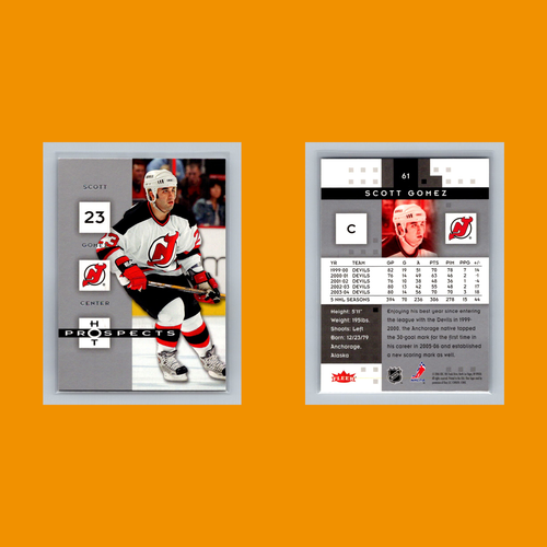 Tarjeta de hockey Scott Gomez #61 2005 Fleer Hot Prospects New Jersey Devils NHL CASI NUEVA - Imagen 3 de 3