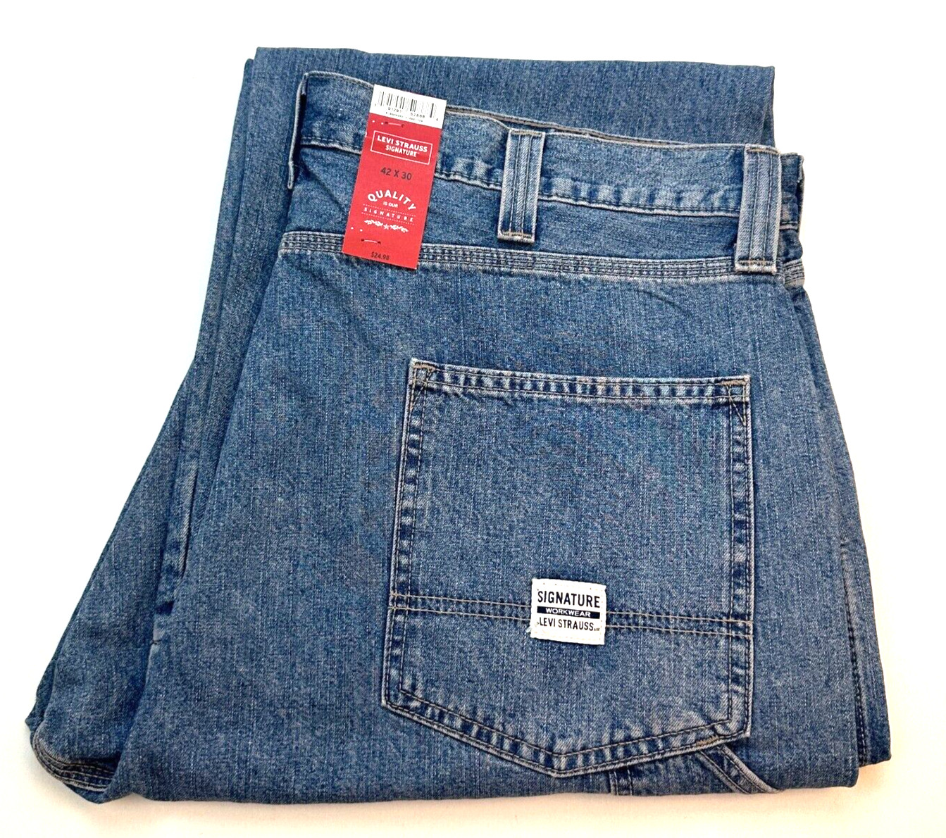 Мужские джинсы Levis Signature Carpenter свободного кроя с прямыми штанинами W42 L30 синего цвета Новые