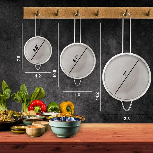 AEX 10 cm Stainless Steel Fine Mesh Strainer Sieve Colander Kitchen Tool - Picture 5 of 10