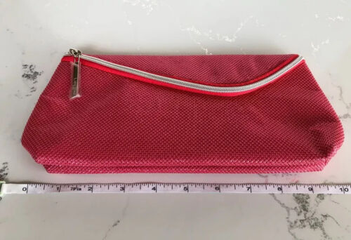 Lancome Red Soft Makeup Pouch Travel Zippered Cosmetic Bag - NOS